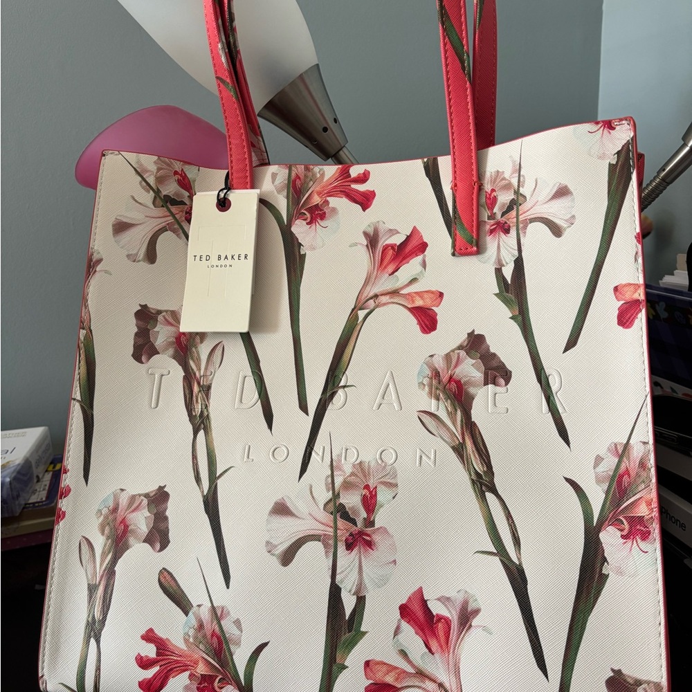 Ted Baker Floral Tote Bag - White and Pink NWT - Picture 2 of 5